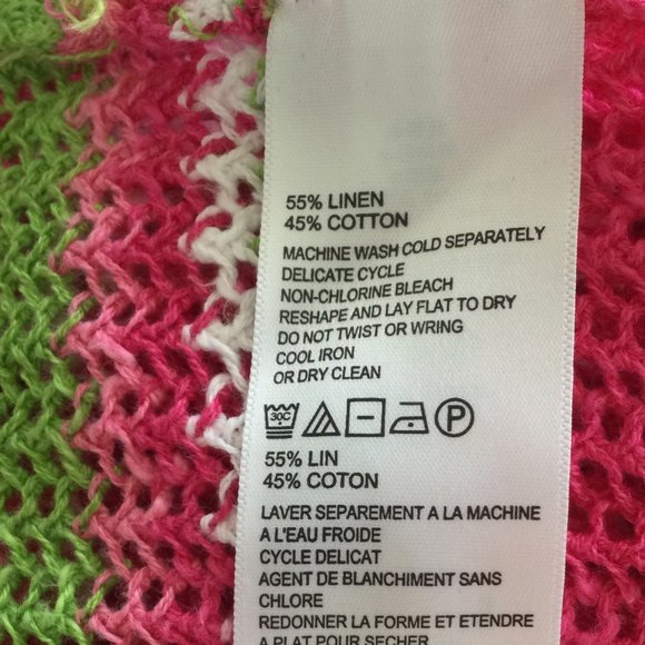 Tommy Bahama Loose Knit Pink Striped Sweater, Small - Picture 6 of 6